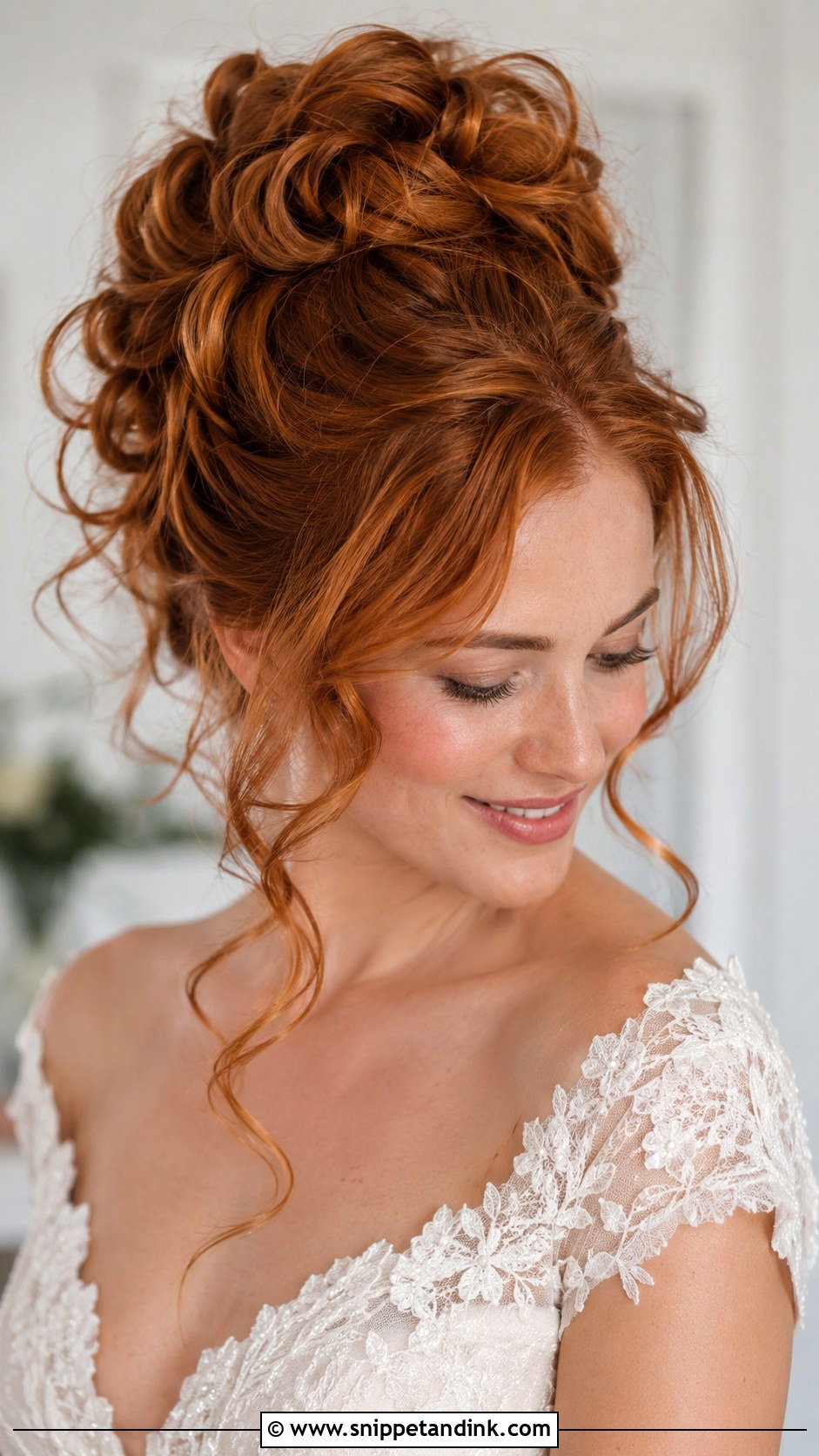 High Messy Bun With Face Framing Curls - Snippet and Ink - 25 High Messy Bun Wedding Hair Ideas