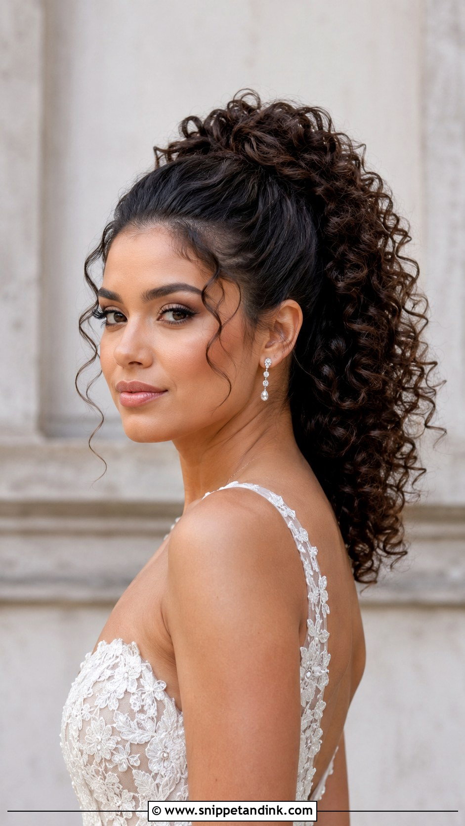 High Pony Bridal Hair For Curly Hair - Snippet and Ink - 20 High Pony Bridal Hair Ideas