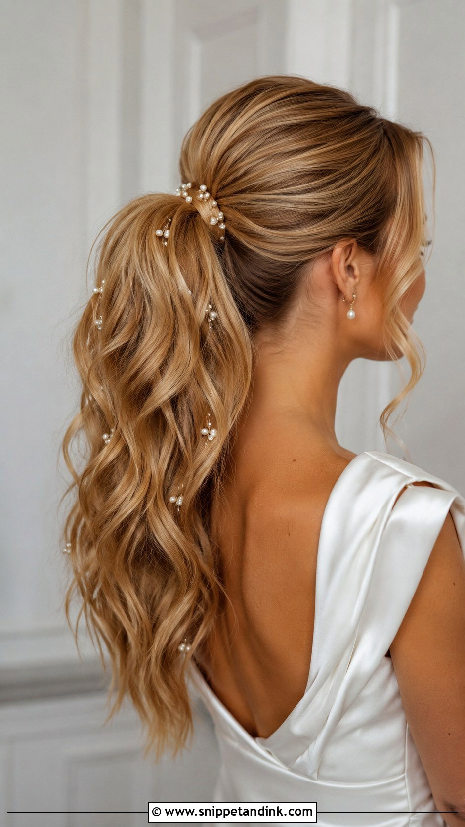 High Pony Bridal Hair With Pearl Pins - Snippet and Ink - 20 High Pony Bridal Hair Ideas