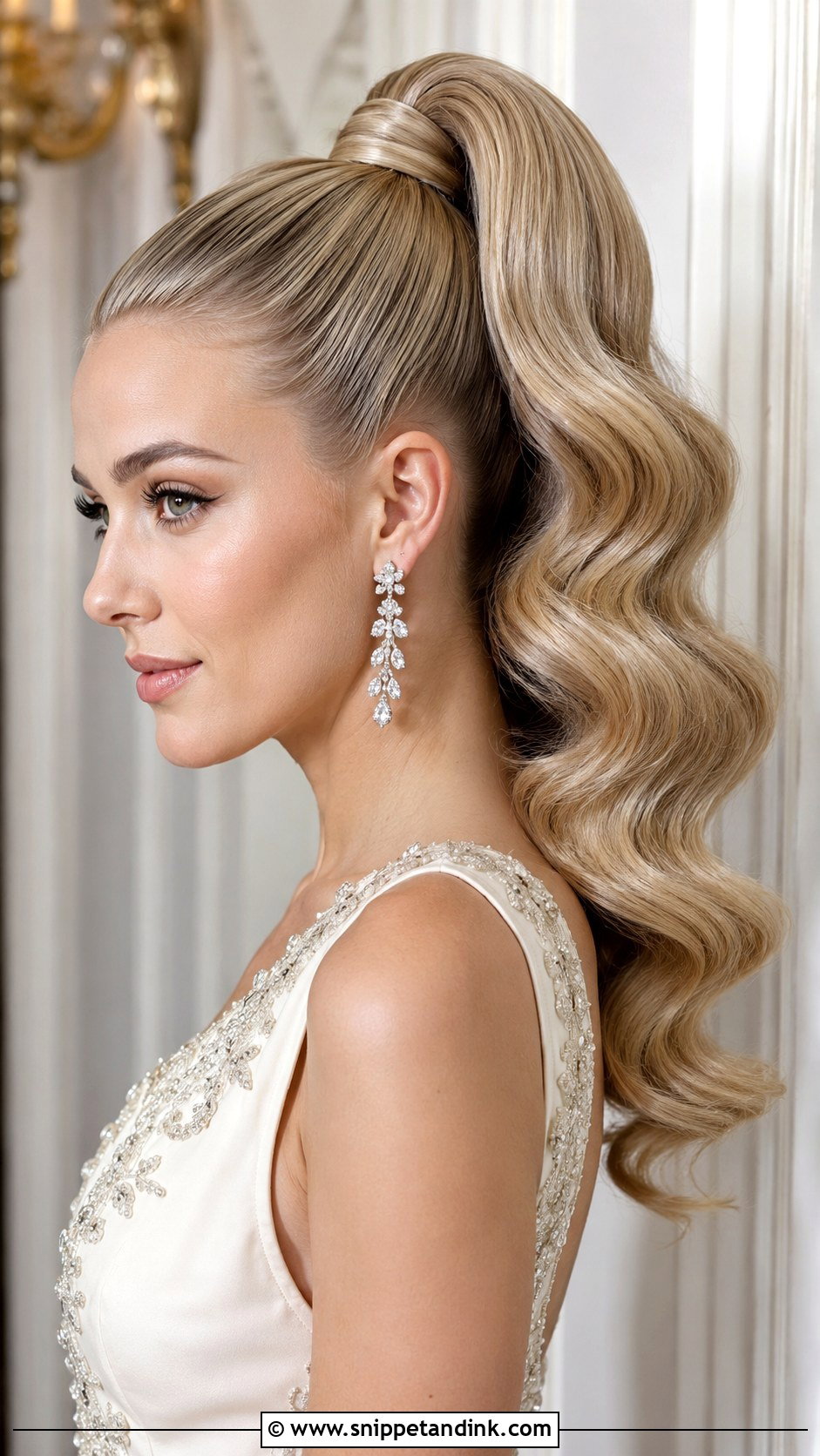 High Pony Updo Wedding With Hollywood Waves - Snippet and Ink - 20 High Pony Updo Wedding Ideas