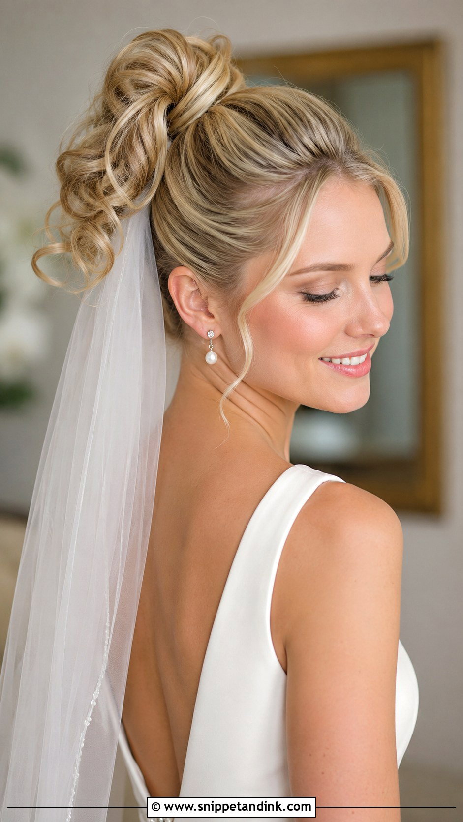High Pony Updo Wedding With Veil - Snippet and Ink - 20 High Pony Updo Wedding Ideas