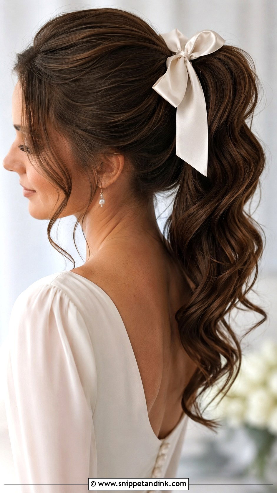High Ponytail Bridal Hair With Bow - Snippet and Ink - 15 High Ponytail Bridal Hair Ideas
