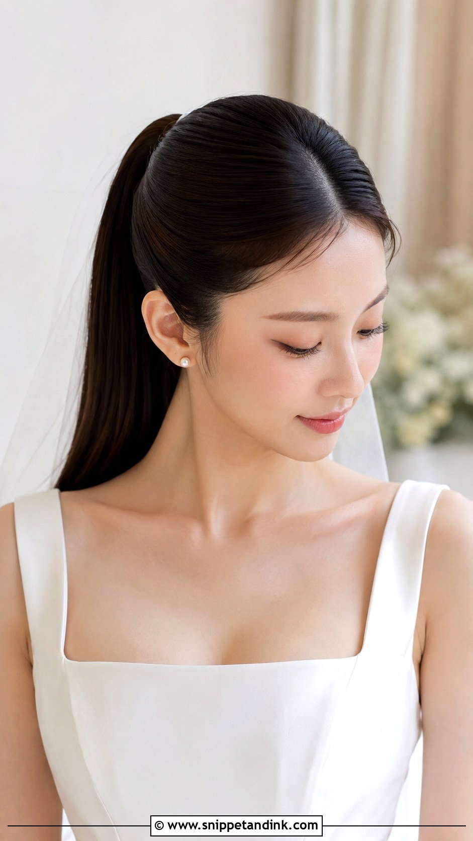 High Ponytail Bridal Hair With Middle Part - Snippet and Ink - 15 High Ponytail Bridal Hair Ideas