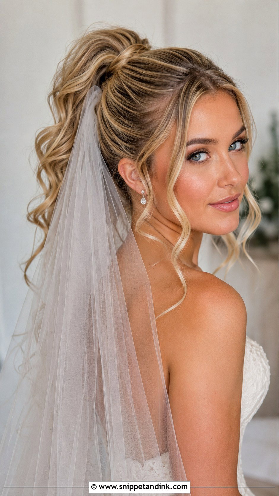 High Ponytail Bridal Hair With Veil - Snippet and Ink - 15 High Ponytail Bridal Hair Ideas