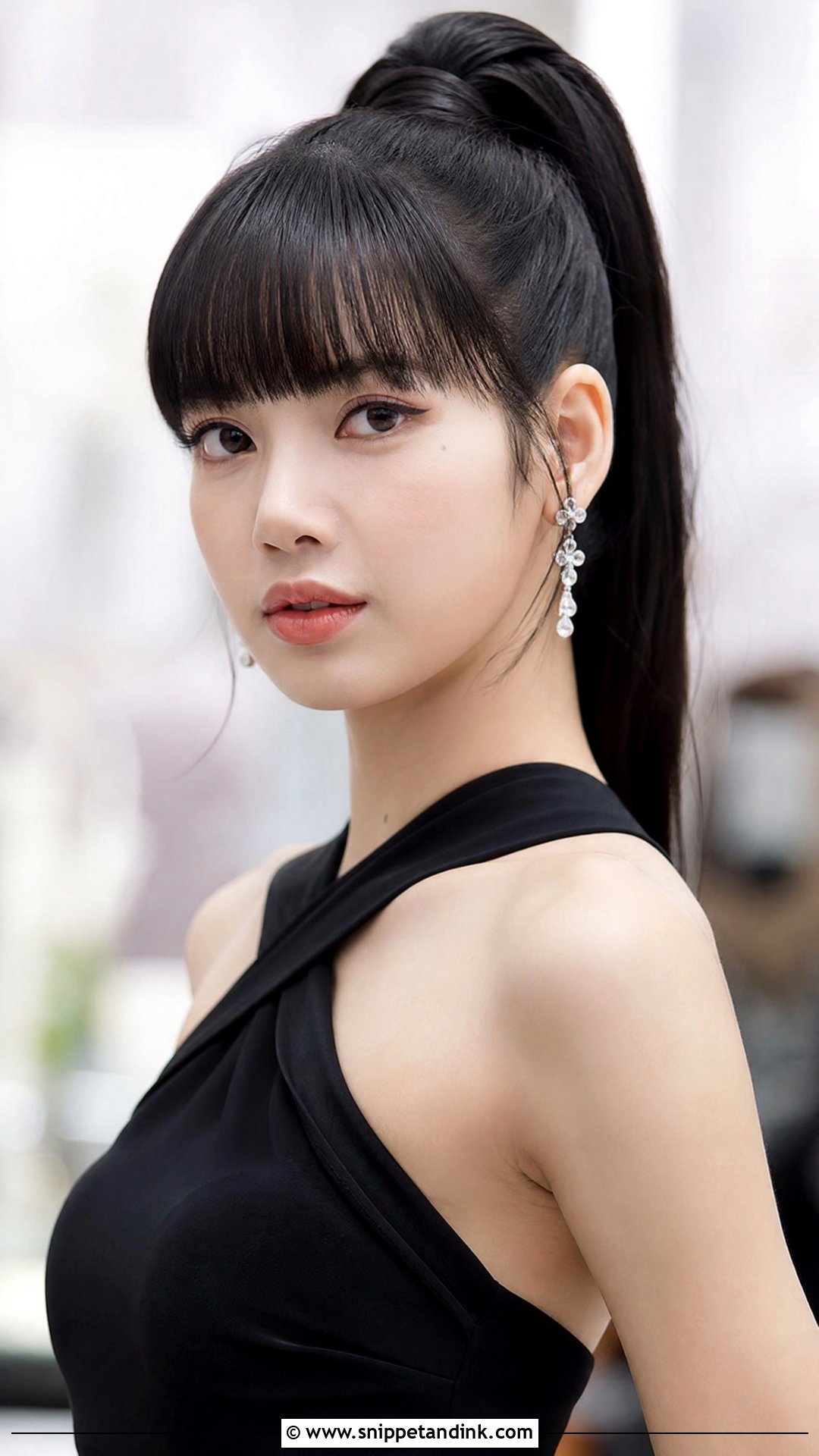 High Ponytail With Blunt Bangs - Snippet and Ink - 20 Wedding Guest Hair with Bangs Ideas