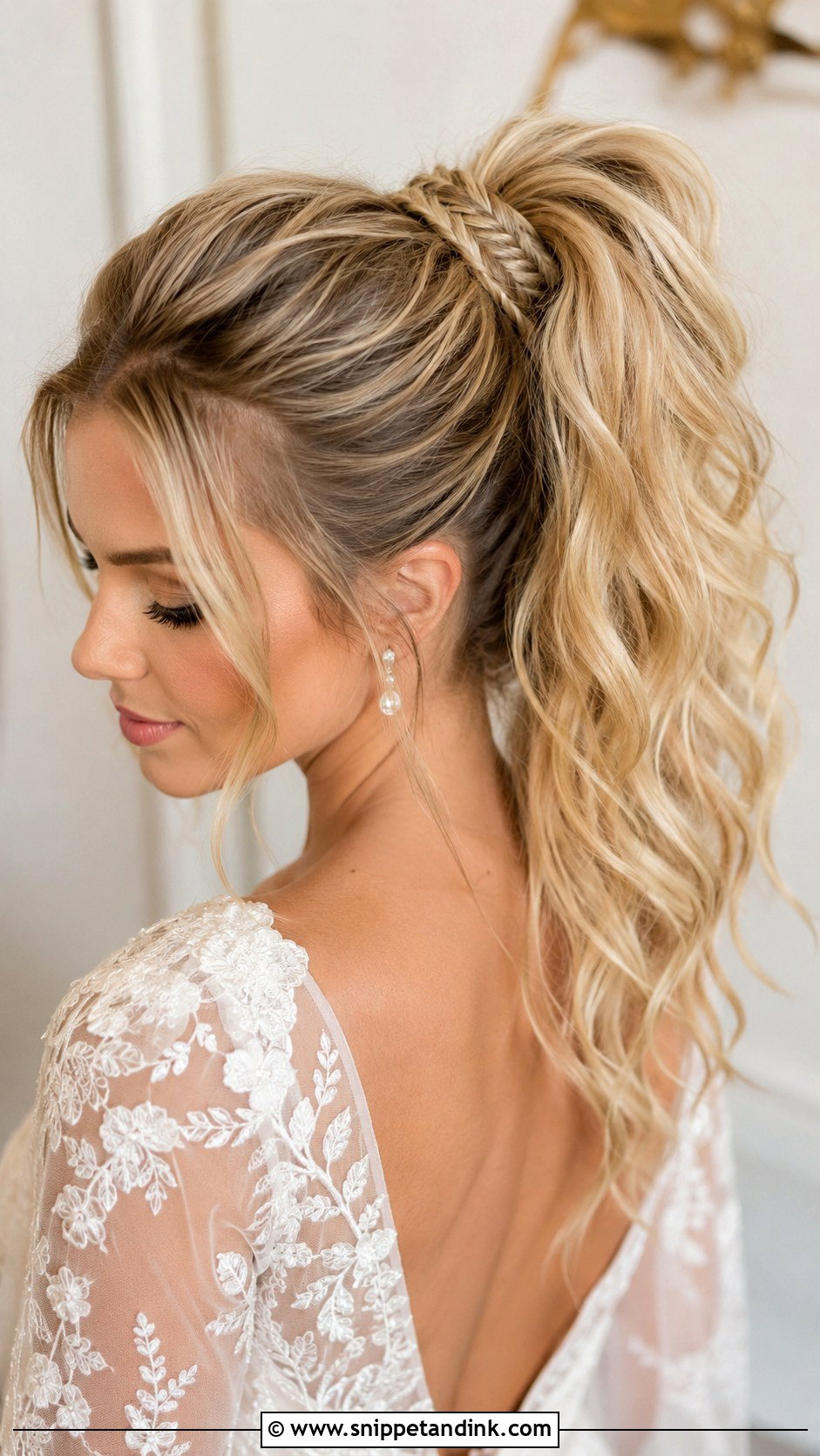 High Ponytail With Braided Detail - Snippet and Ink - 25 High Pony Wedding Hair Ideas