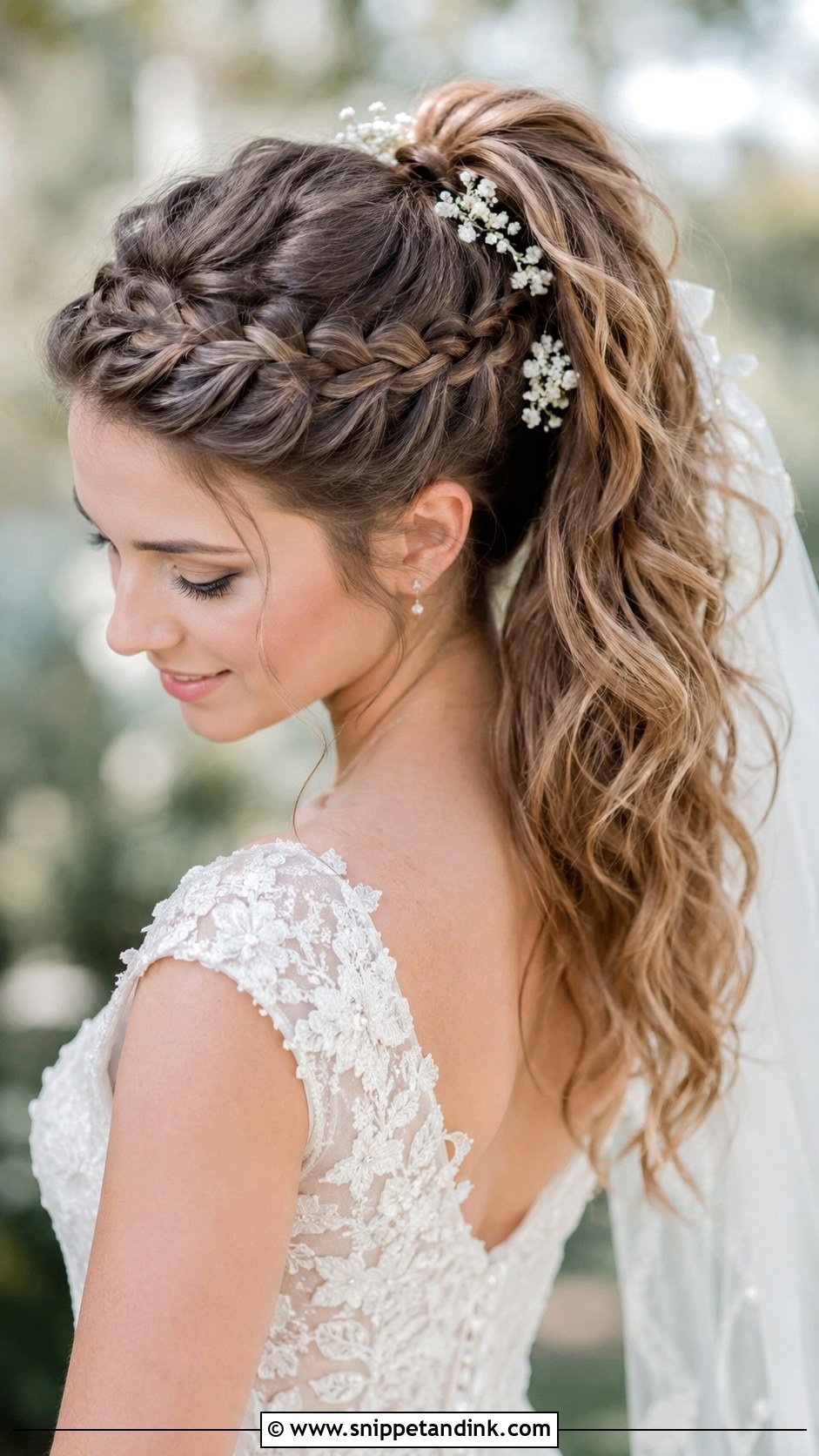 High Ponytail With Crown Braid - Snippet and Ink - 25 High Ponytail Wedding Hair Ideas
