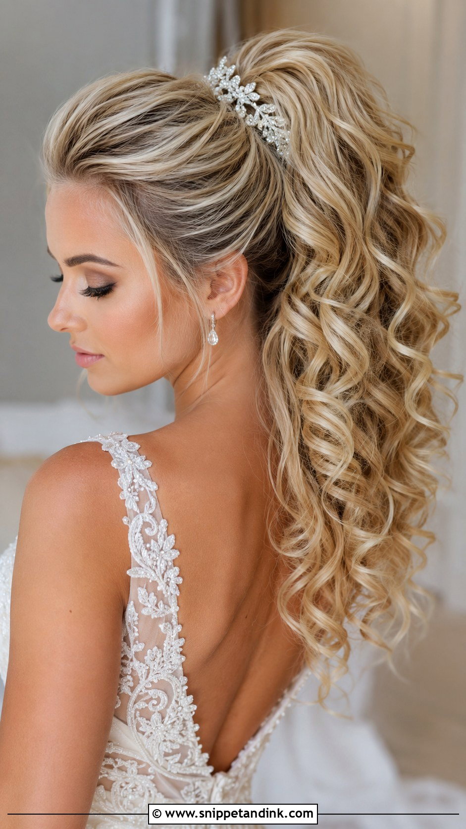 High Ponytail With Curls - Snippet and Ink - 25 Ponytail Updo Wedding Ideas