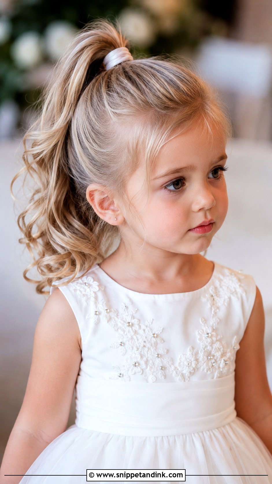 High Ponytail With Curls - Snippet and Ink - 25 Toddler Wedding Hair Ideas