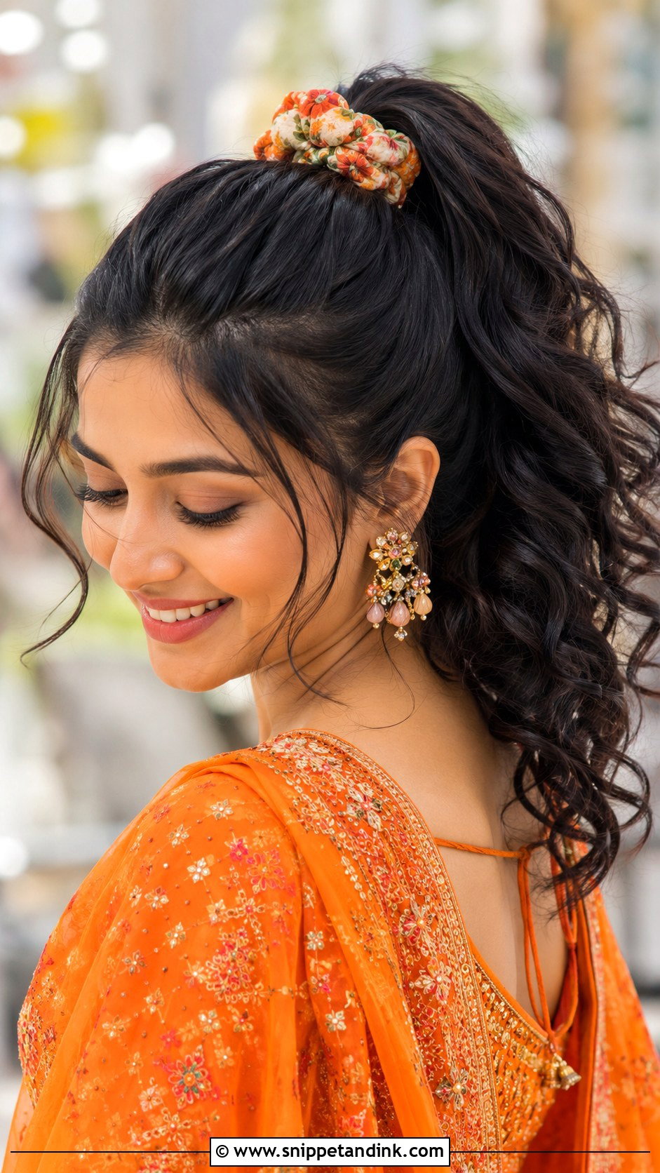 High Ponytail With Curls - Snippet and Ink - 35 Mehndi Hairstyles
