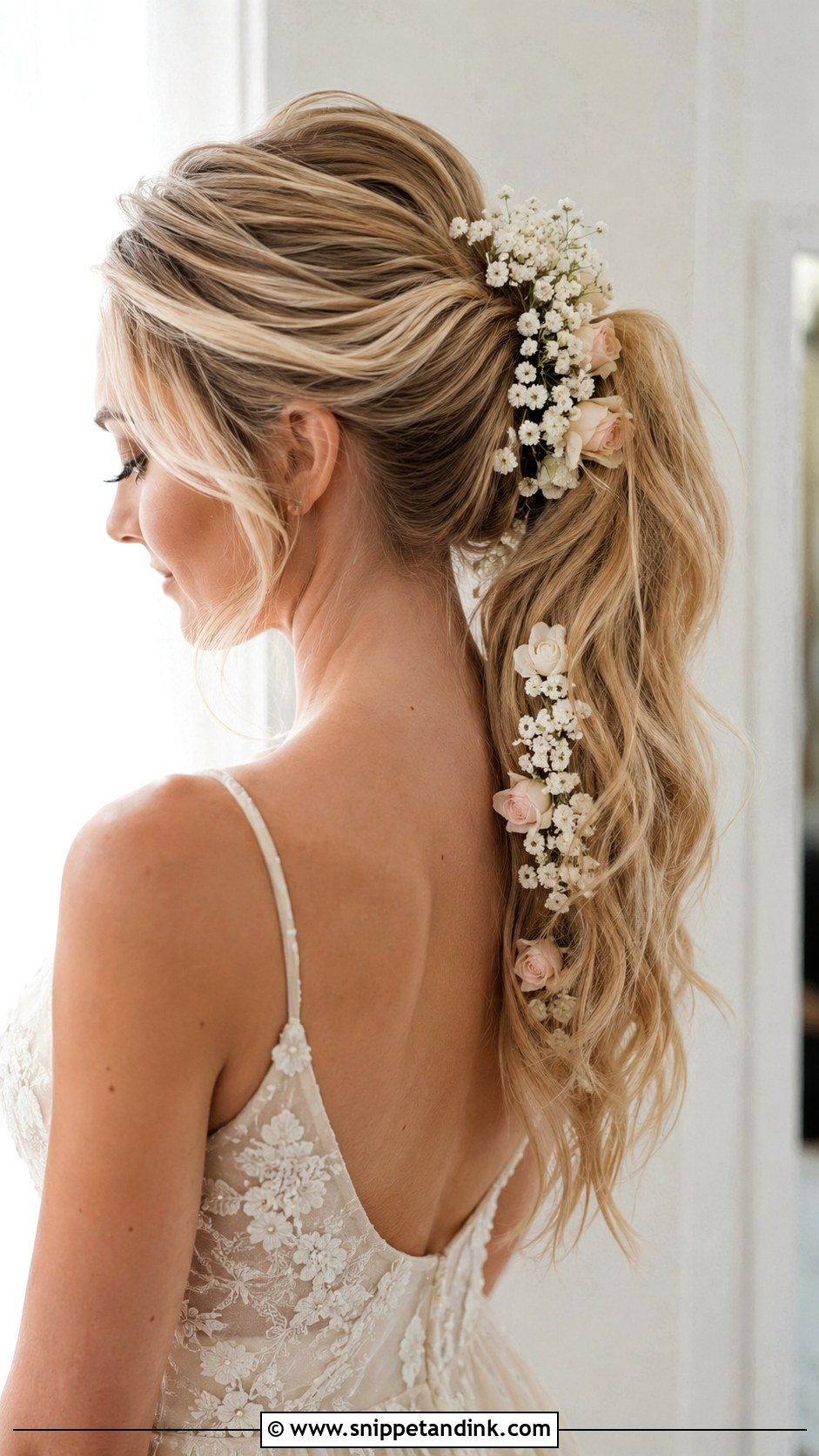 High Ponytail With Curtain Bangs - Snippet and Ink - 25 High Ponytail Wedding Hair Ideas