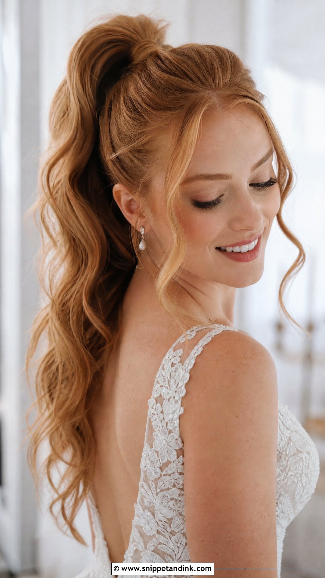 High Ponytail With Face Framing Pieces - Snippet and Ink - 15 Bridal High Ponytail Wedding Hairstyles
