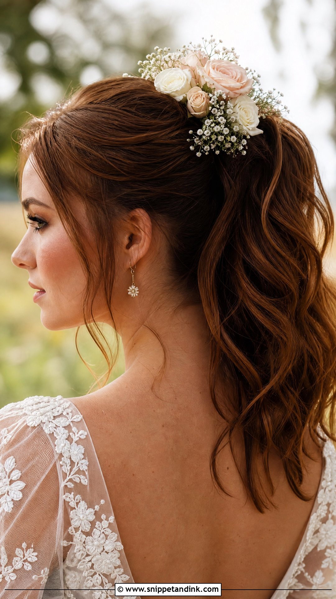 High Ponytail With Flowers for Wedding - Snippet and Ink - 20 High Ponytail Hairstyles for Wedding
