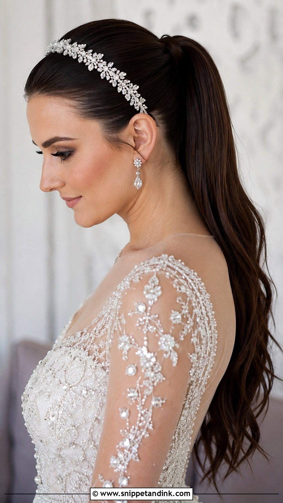 High Ponytail With Headband - Snippet and Ink - 25 High Pony Wedding Hair Ideas