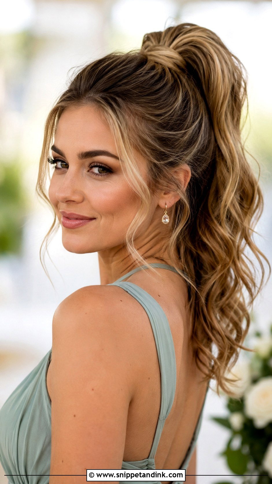 High Ponytail With Loose Curls - Snippet and Ink - 25 Bridesmaid High Ponytail Ideas