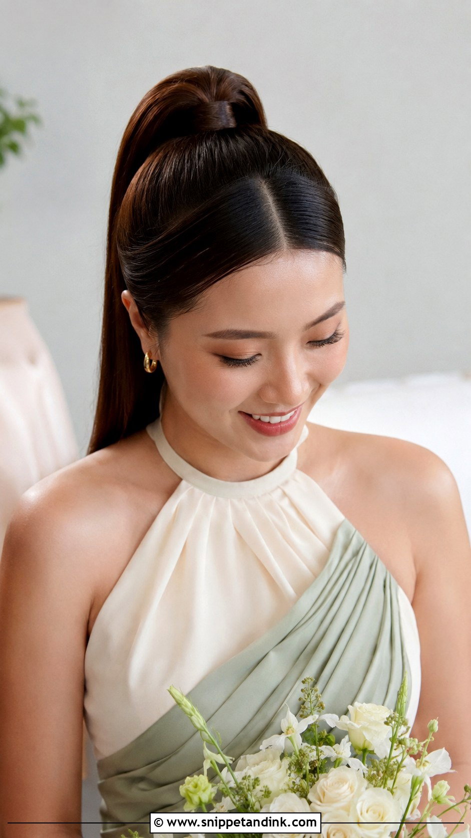 High Ponytail With Middle Part - Snippet and Ink - 25 Bridesmaid High Ponytail Ideas