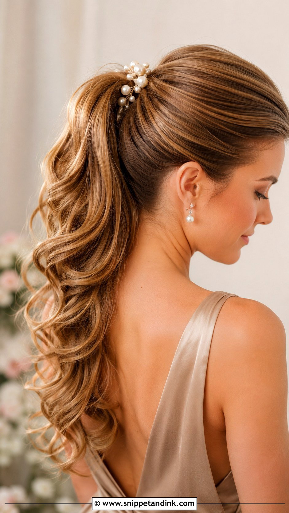 High Ponytail With Pearl Pins - Snippet and Ink - 20 High Ponytail Bridesmaid Hair Ideas