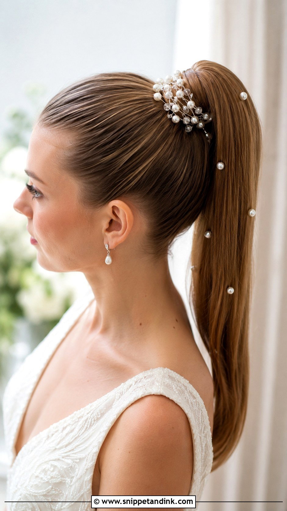 High Ponytail With Pearls - Snippet and Ink - 25 Bridal High Ponytail Ideas
