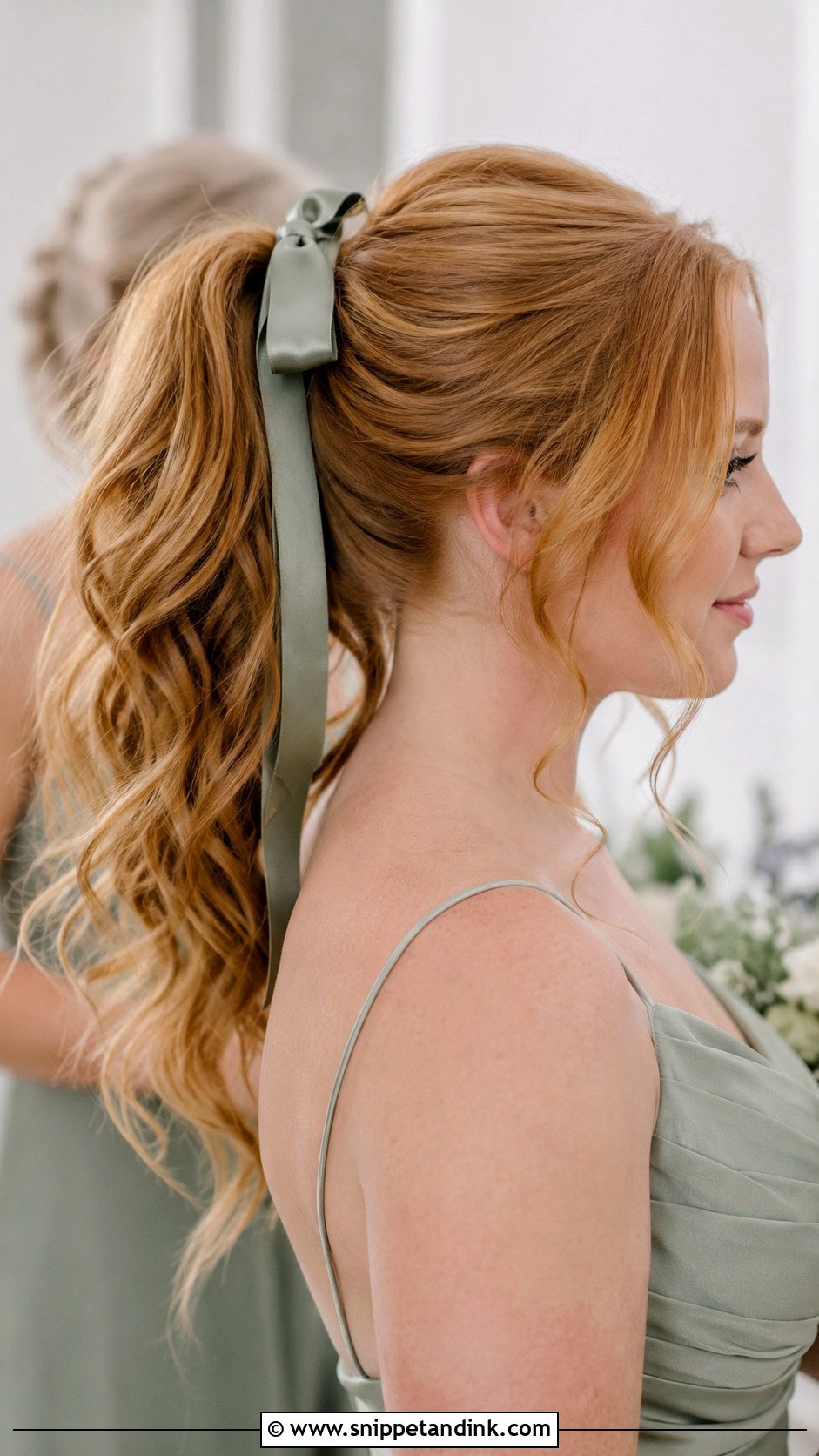 High Ponytail With Ribbon - Snippet and Ink - 20 High Ponytail Bridesmaid Hair Ideas
