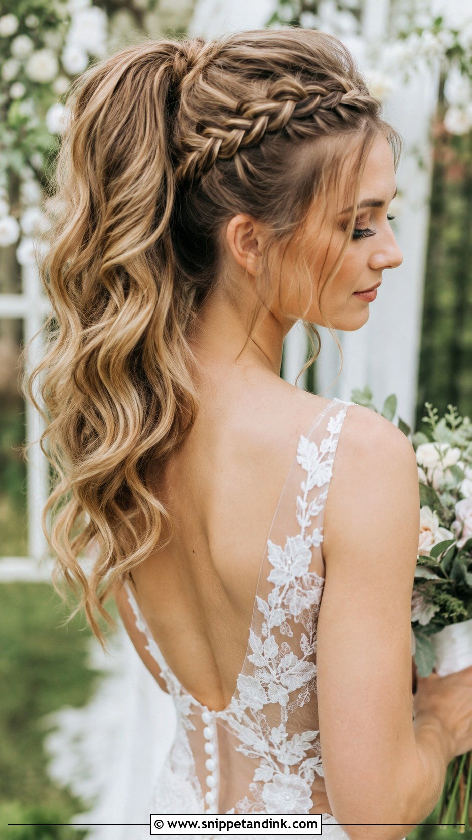 High Ponytail With Side Braid - Snippet and Ink - 25 High Ponytail Wedding Hairstyles