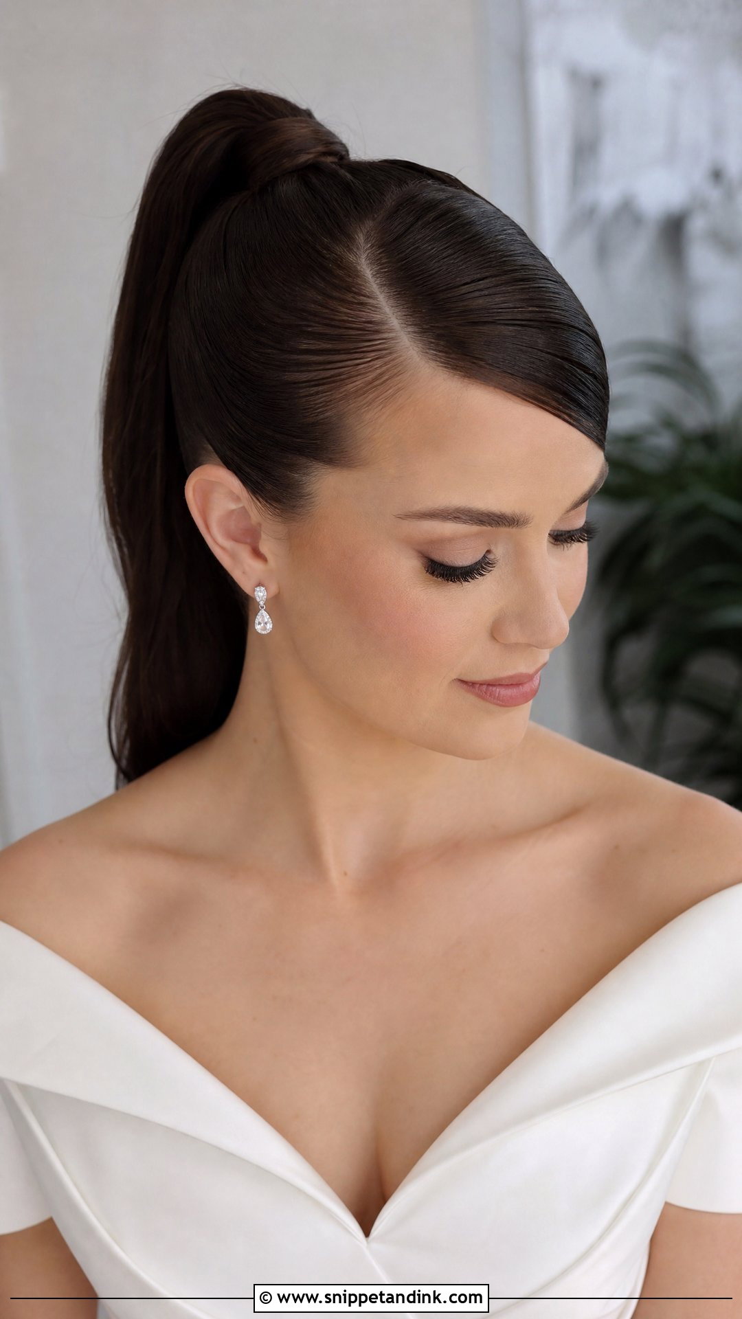 High Ponytail With Side Part for Wedding - Snippet and Ink - 20 High Ponytail Hairstyles for Wedding