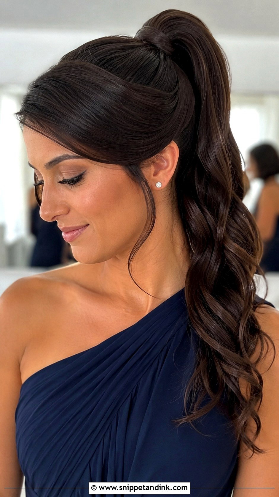 High Ponytail With Side Part - Snippet and Ink - 20 High Ponytail Bridesmaid Hair Ideas