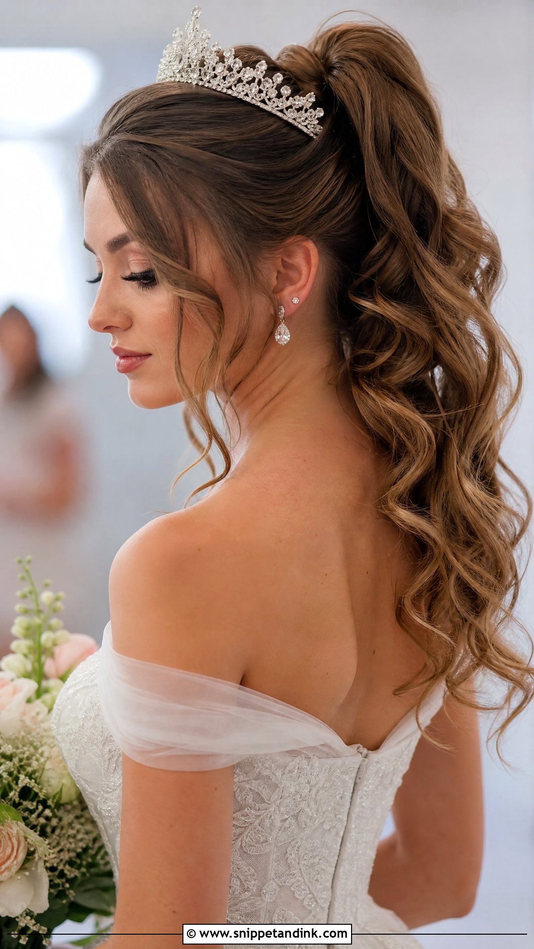High Ponytail With Soft Curls - Snippet and Ink - 30 Elegant Ponytail Wedding Hairstyles