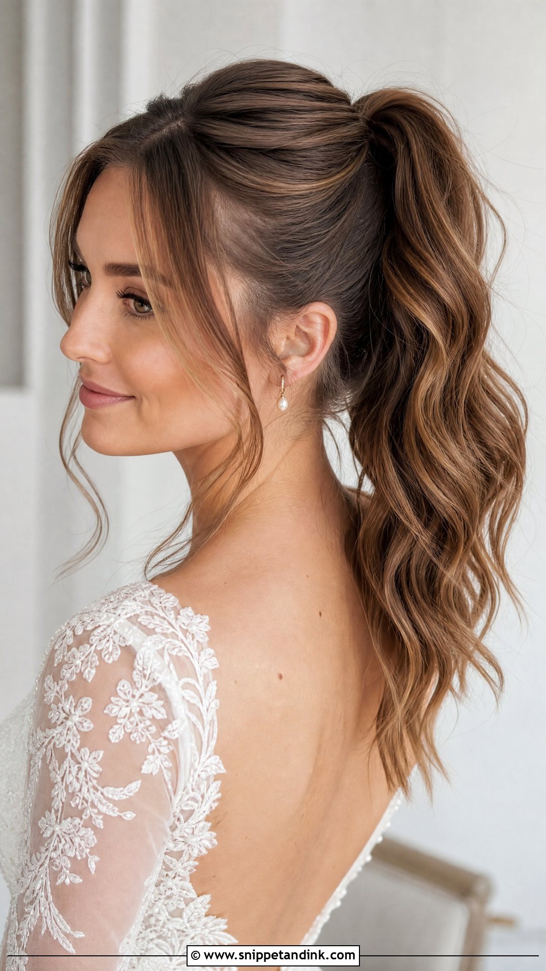 High Ponytail With Soft Waves - Snippet and Ink - 20 High Pony Wedding Ideas