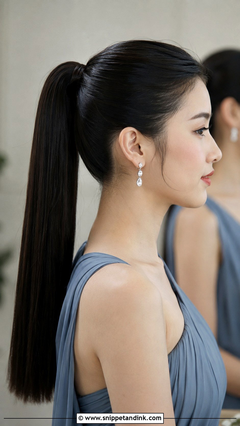High Ponytail With Straight Hair - Snippet and Ink - 25 Bridesmaid High Ponytail Ideas