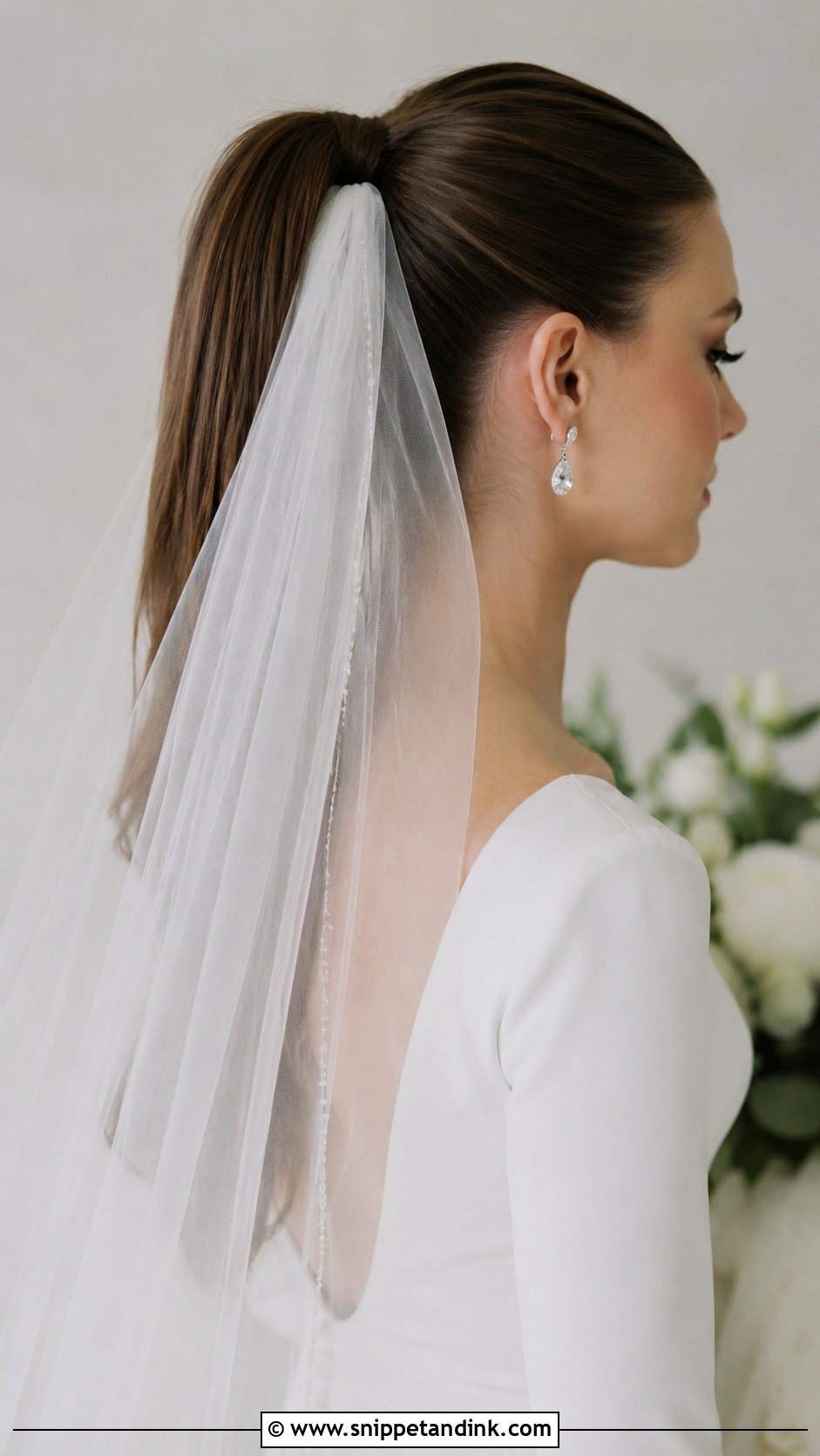 High Ponytail With Veil - Snippet and Ink - 25 High Ponytail Wedding Hairstyles