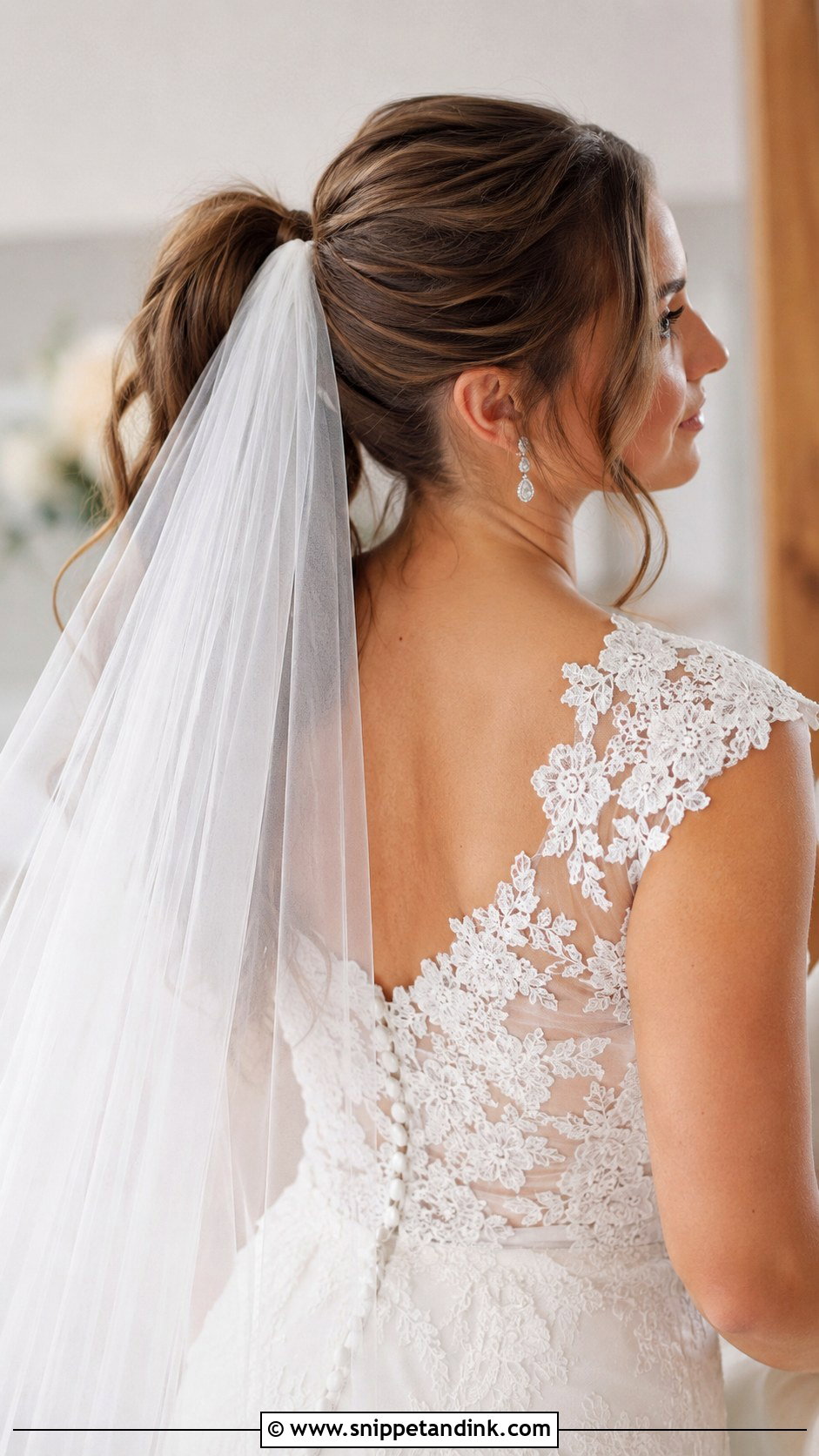 High Ponytail With Veil - Snippet and Ink - 25 High Pony Wedding Hair Ideas