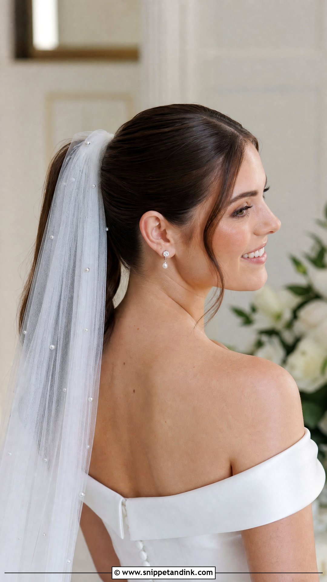 High Ponytail With Veil for Wedding - Snippet and Ink - 20 High Ponytail Hairstyles for Wedding