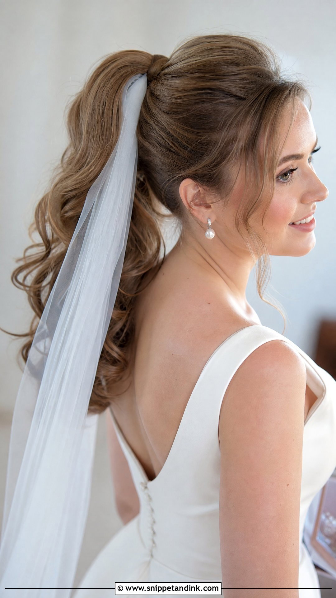 High Ponytail With Veil - Snippet and Ink - 15 Bridal High Ponytail Wedding Hairstyles