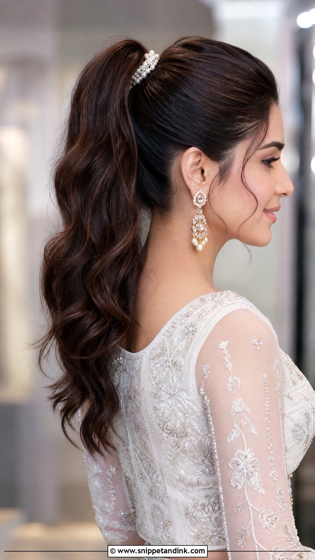 High Ponytail With Waves - Snippet and Ink - 20 Roka Hairstyle for Bride Ideas