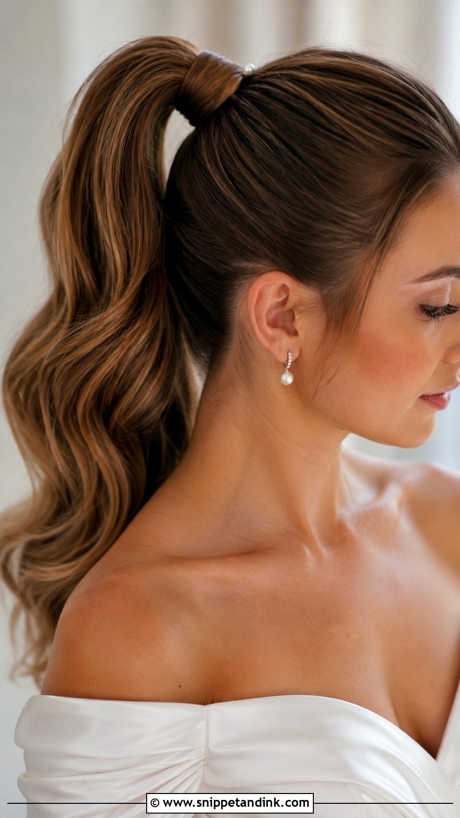 High Ponytail With Wrapped Base - Snippet and Ink - 25 High Ponytail Wedding Hairstyles