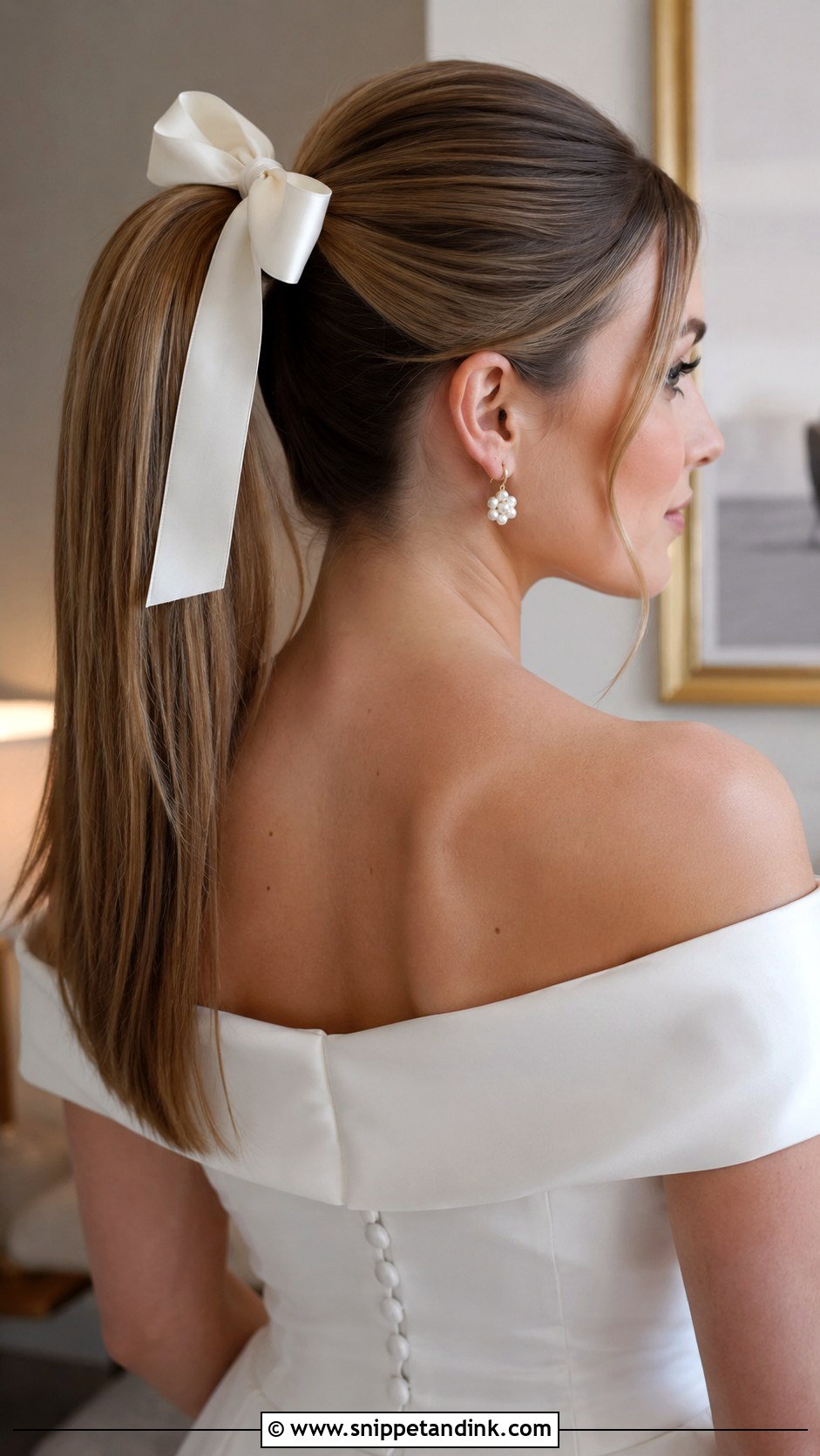 High Ponytail With a Bow - Snippet and Ink - 25 High Ponytail Wedding Hair Ideas