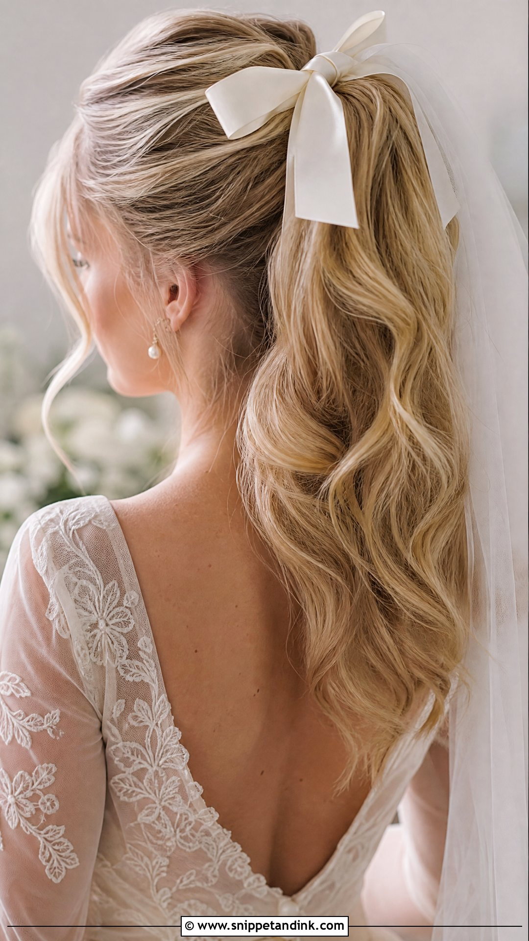 High Ponytail With a Bow - Snippet and Ink - 20 High Pony Wedding Ideas