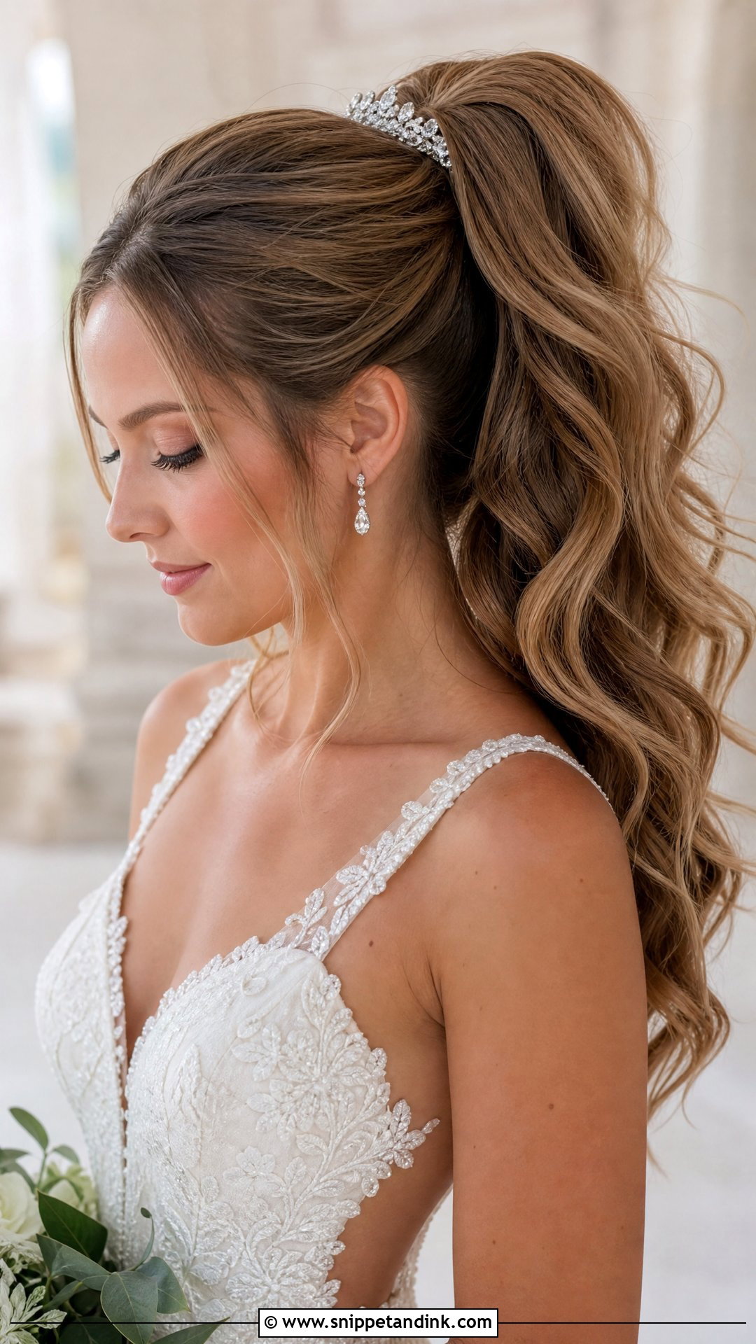 High Ponytail With a Tiara - Snippet and Ink - 20 Tiara Wedding Hair Ideas