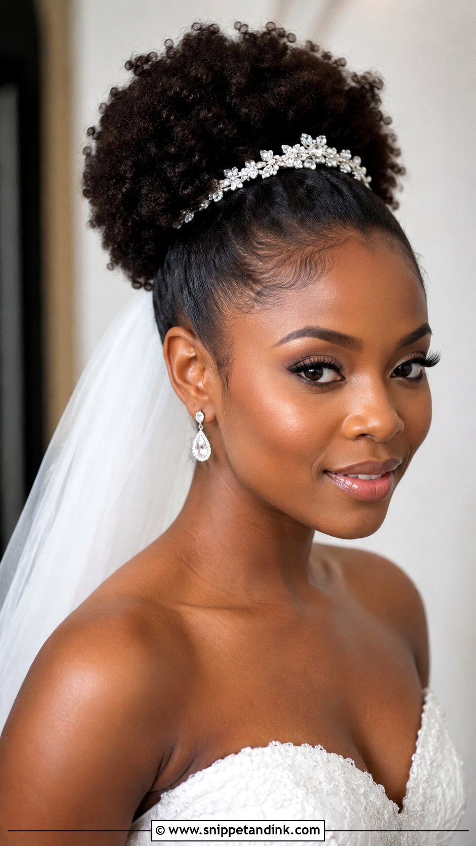 High Puff Bridal Updo - Snippet and Ink - 15 Updo Styles for Black Women Wedding