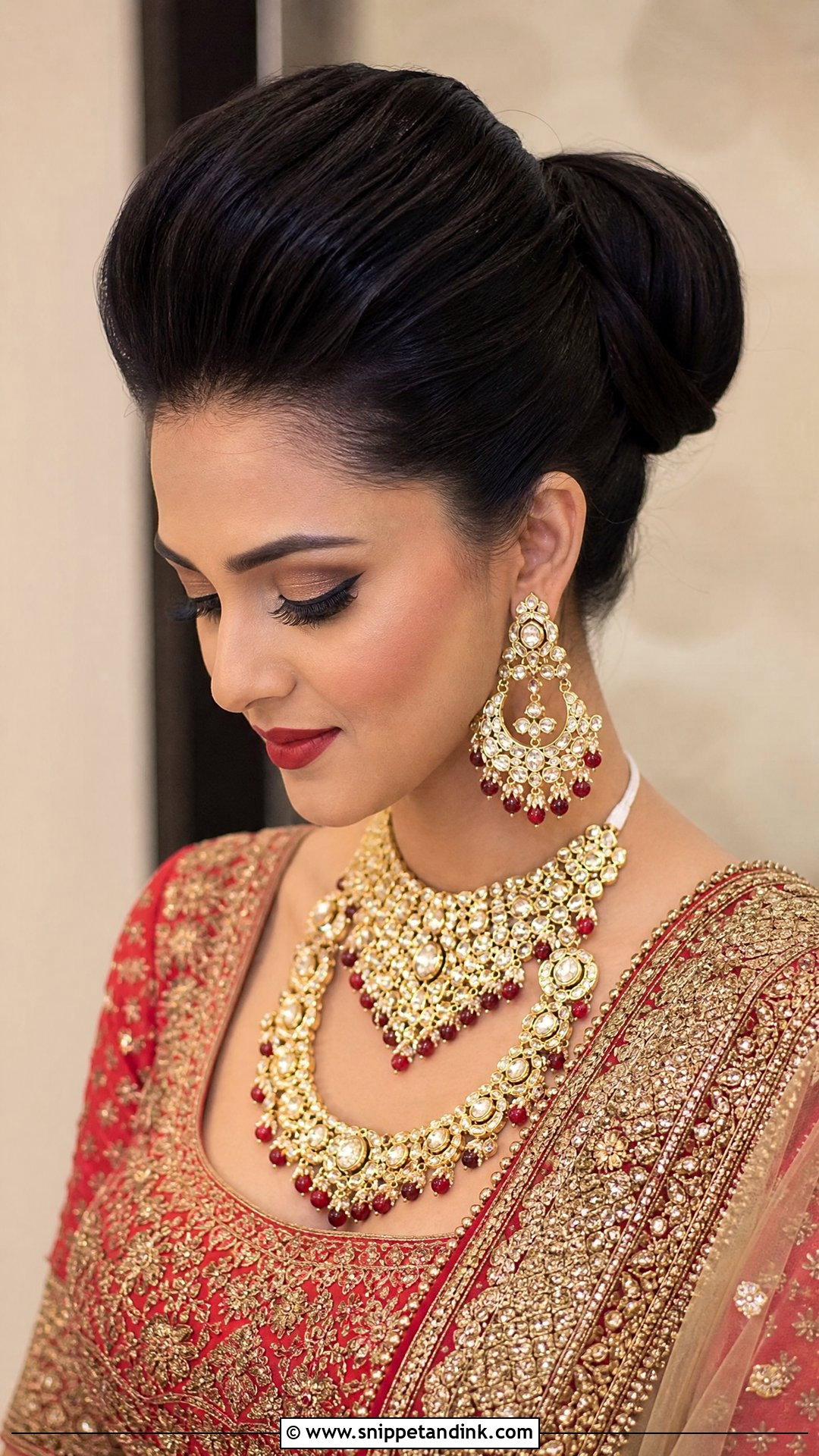 High Puff With Sleek Front - Snippet and Ink - 20 Front Side Hairstyles for Indian Wedding