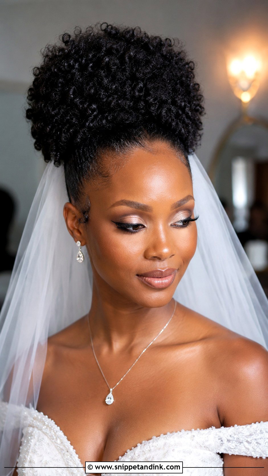 High Puff With Veil - Snippet and Ink - 20 Natural Hair Wedding Hairstyles