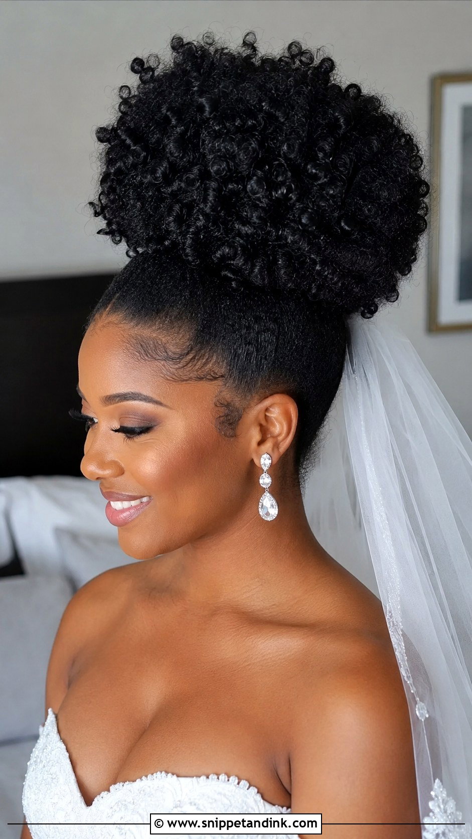 High Puff With Veil - Snippet and Ink - 20 Bridal Natural Hairstyles