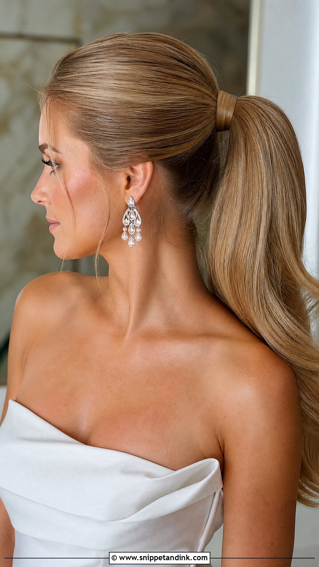 High Sleek Wedding Ponytail - Snippet and Ink - 20 Party Pony Wedding Hairstyle Ideas
