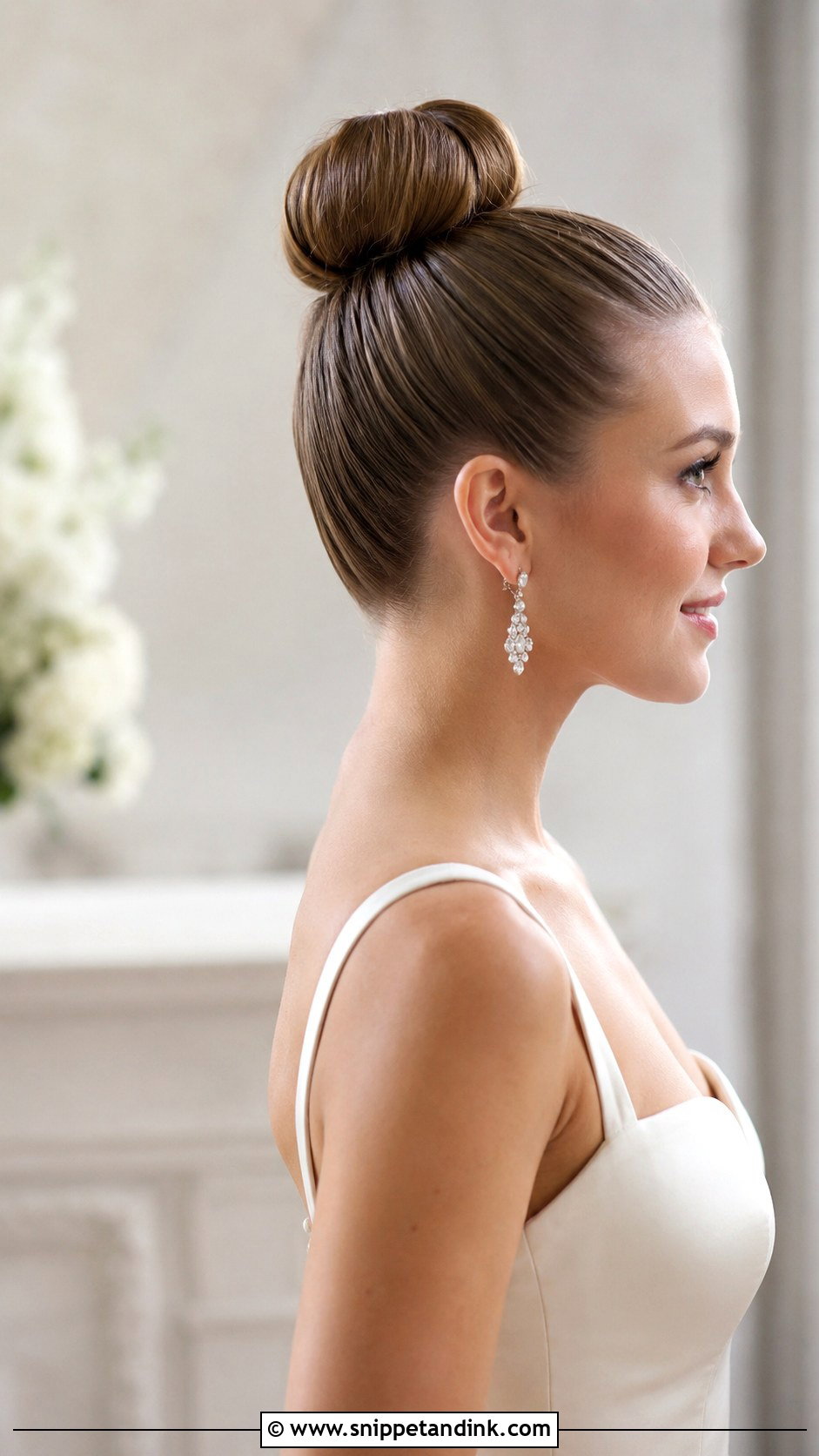 High Slicked Back Ballerina Bun - Snippet and Ink - 20 Slicked Back Bun Wedding Hair Ideas