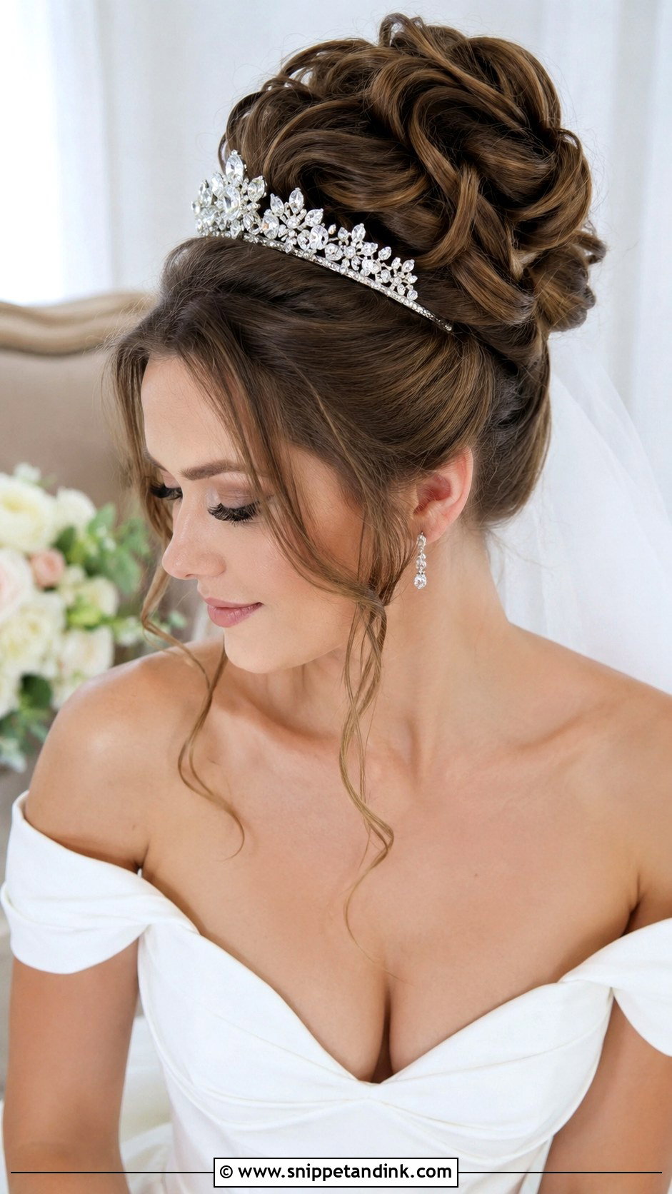 High Updo Wedding Hair With Tiara - Snippet and Ink - 15 High Updo Wedding Hair Ideas