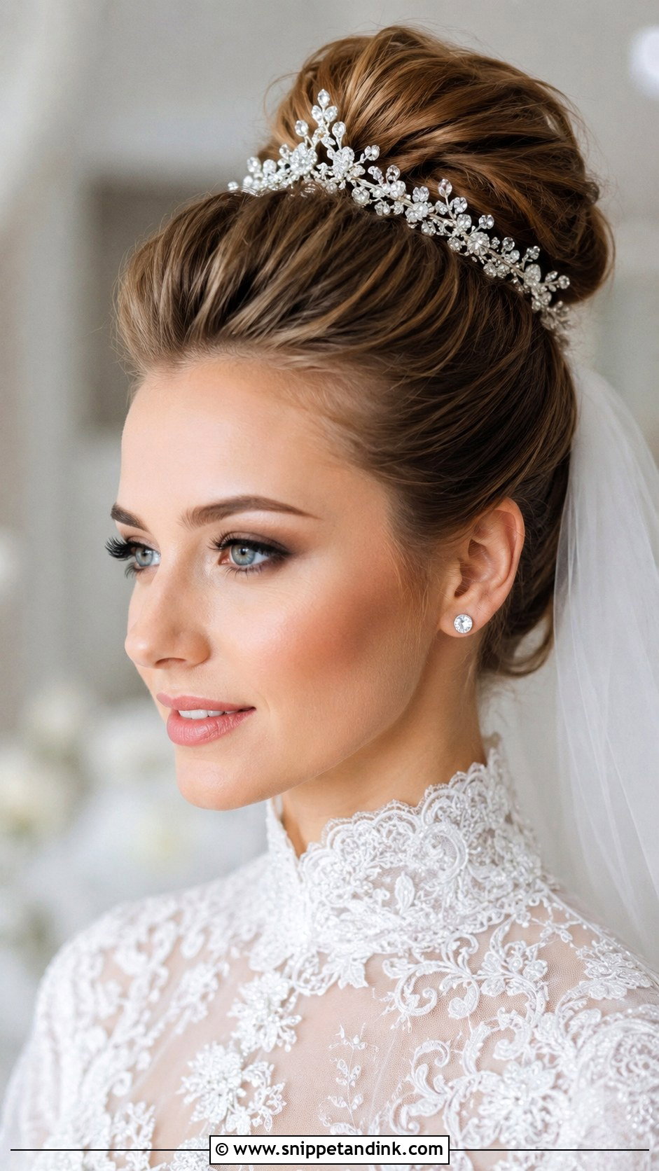 High Wedding Bun With Clean Front - Snippet and Ink - 15 Wedding Bun Front View Ideas