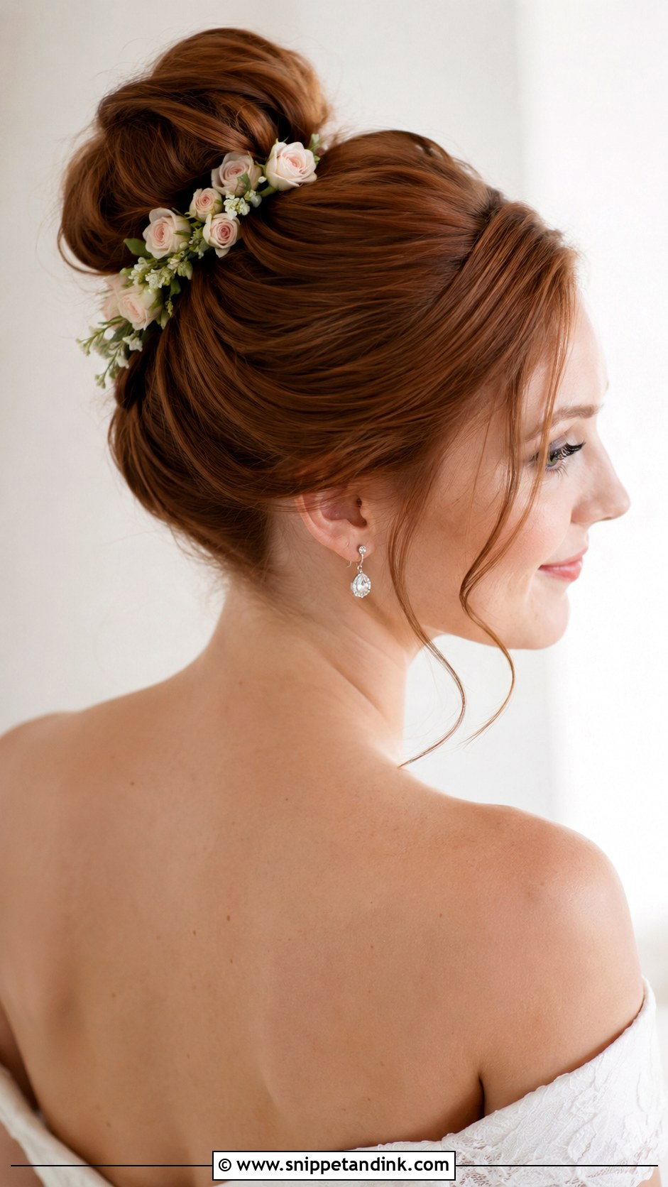 High Wedding Bun With Flowers - Snippet and Ink - 15 Wedding Bun with Flowers Ideas