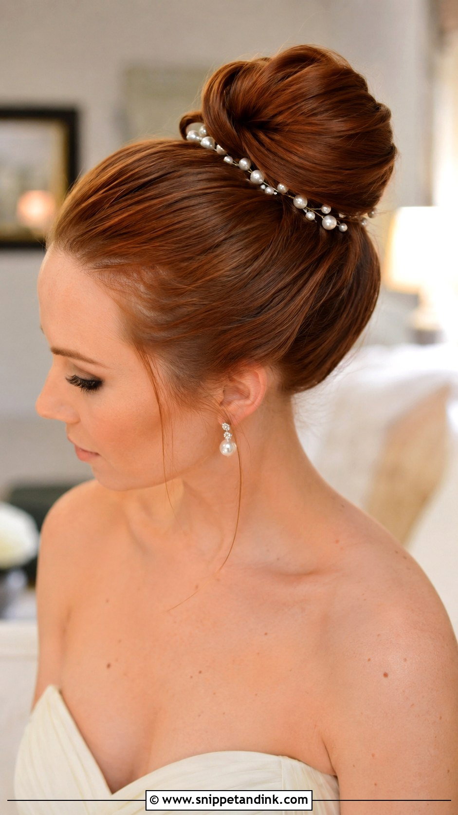 High Wedding Bun With Pearls - Snippet and Ink - 15 Wedding Bun with Pearls Ideas