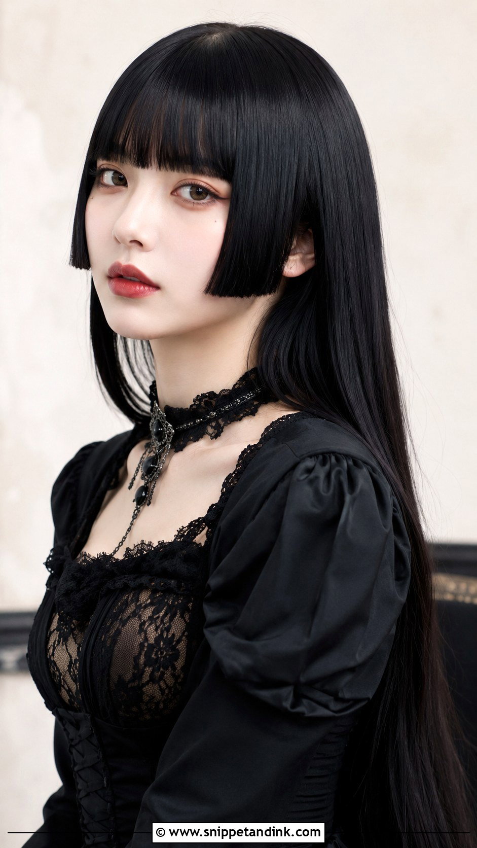Hime Cut With Long Black Hair - Snippet and Ink - 25 Goth Wedding Hair Ideas