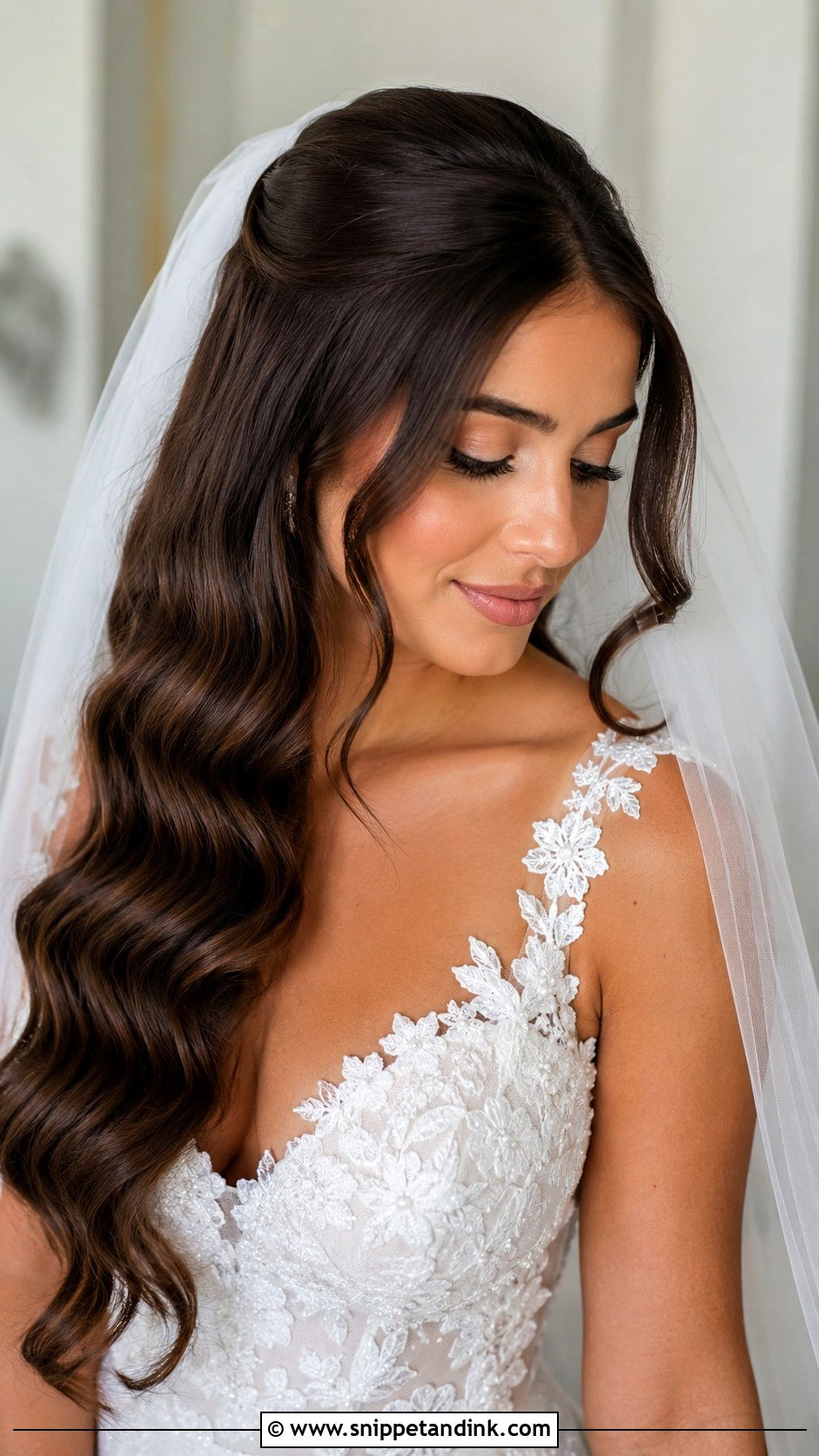 Hollywood Curls With Veil Wedding Hair - Snippet and Ink - 15 Hollywood Glam Curls Wedding